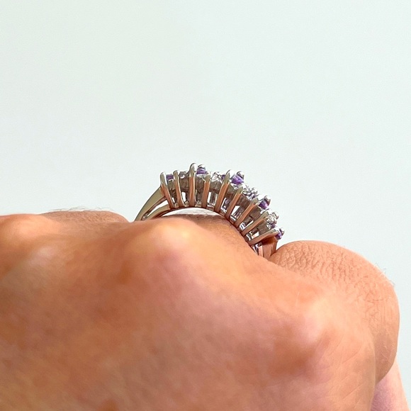 💜 Amethyst and cubic zirconia sterling silver (925) ring - Picture 5 of 11